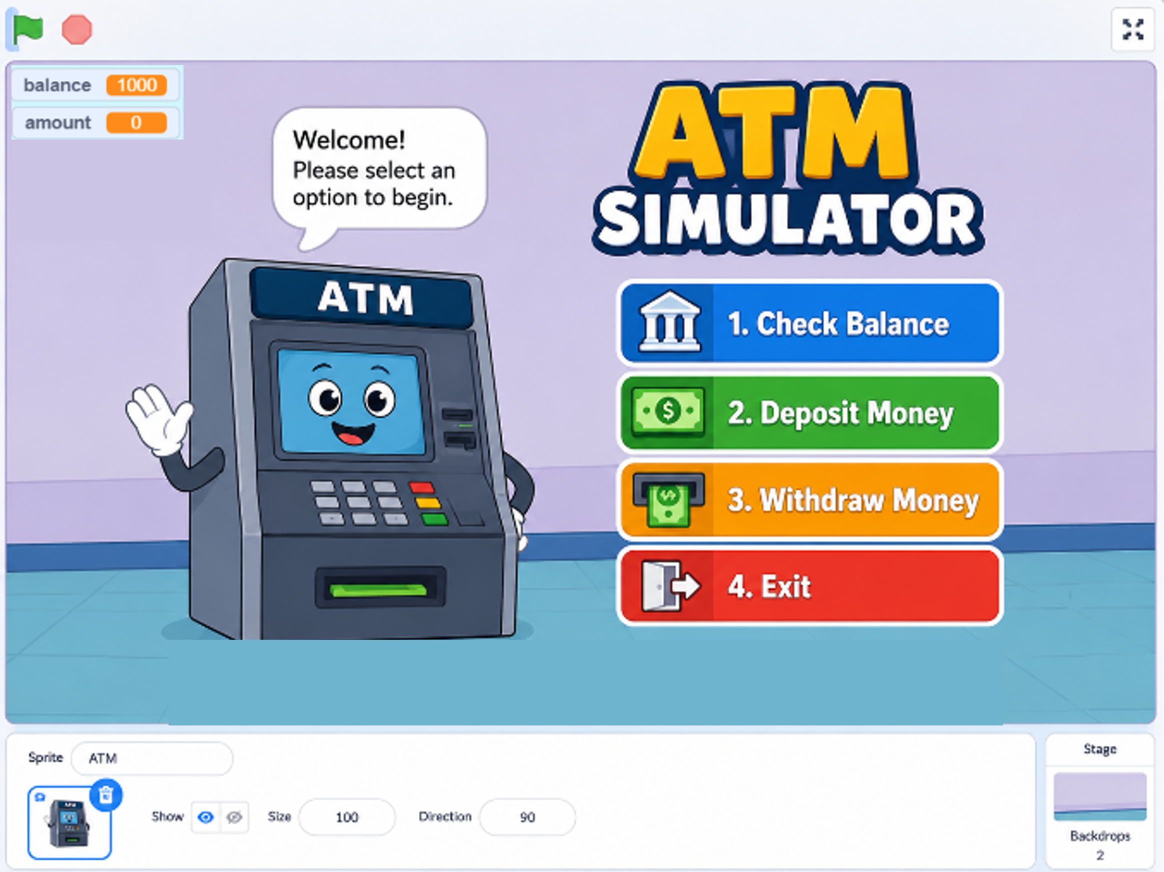 ATM Simulator in Scratch